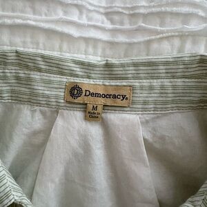 Democracy Green and White Patterned Blouse